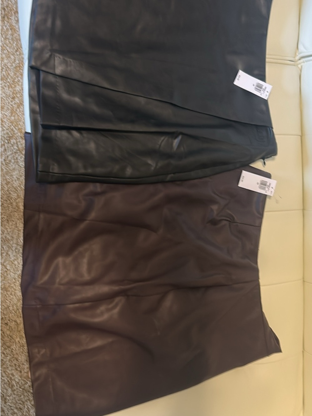 Old Navy Faux Leather Mini Skirts in Black and Deep Brown